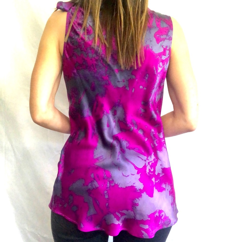 Tie Sleeve 100% Curve Hugging Abstract Blouse - image 4